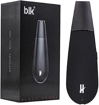 BLK Black Mamba Dry Herb Vaporizer, New & Improved 2021 Edition! ! 5 Temp Settings, Ceramic Chamber, Glass Air Path, Ergonomic Design