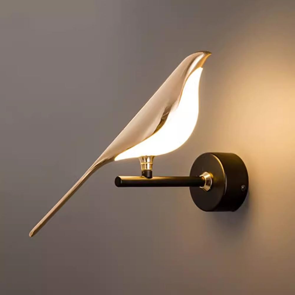 LOGT LED Wall Lamp Indoor Bird Rotatable Animals Bird Wall Light Bed Lamp Gold 10W 3000K/4500K/6000K Metal Acrylic Wall Lighting Modern Decoration for Bedroom Wall Sconces Room Children's Room Dining