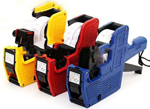 LOVELIFE99 Pricing Gun with Labels - MX5500 EOS Red 8 Digits Pricing Gun Kit with 8,000 Labels & Spare Ink MX-5500 EOS 8 Digits Price Tag Gun +8000 White w/Red Lines Sticker Labels + Ink