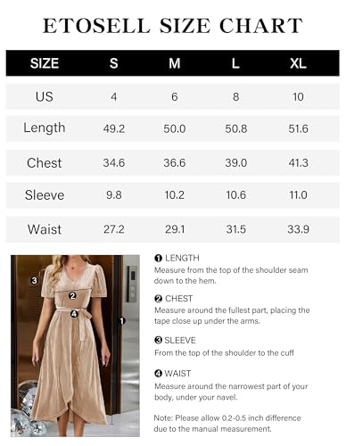 Robe midi en velours ETOSELL chic à manches bouffantes