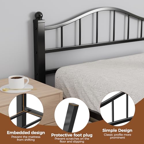 Image of Full Size Bed Frames with Headboard | Noise-Free Design, 12 inch Underbed Storage, 1500 LBS Heavy Duty Metal, No Box Spring Needed, Tool-Free Assembly