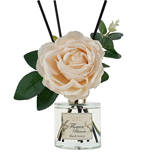 Image of Cocorrina Reed Diffuser Set, Flower Reed Diffuser Black Forest 6.7 oz, Scented Diffuser with Sticks Home Fragrance Essential Oil for Bathroom Shelf Decor, Living Room, Large Room, 1pack