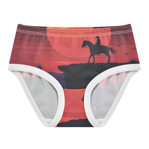 Girls Underwear Toddlers 2t Cotton Little Girl Panties Designer Kids Briefs Undies Western Art Cowboy Horse Sunset