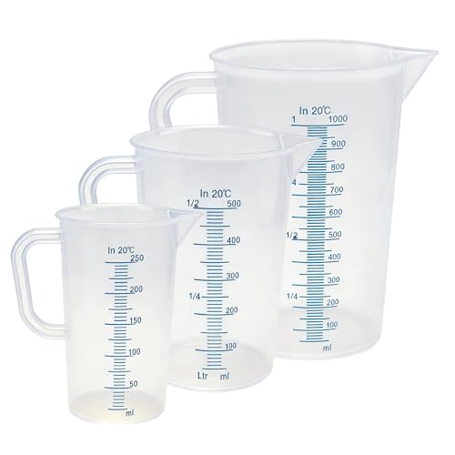 Messbecher Set 3er 250 ml 500 ml & 1000 ml Kunststoff Messkanne