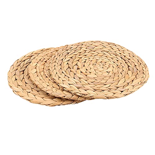 12 Packs 12 Inch Woven Placemats, 30cm Round Natural Rattan Tablemats, Water Hyacinth Rattan Chargers for Dining Table, Brown1