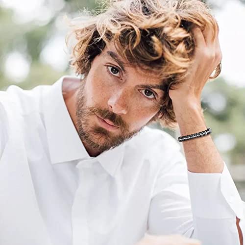 Joycuff Father's Day Gift For Men, To My Man Gifts, Men's Bracelet For Boyfriend Son Husband Dad Brother, Christmas Gift For Husband, Fashion Leather Bracelet 9 Inch Jewelry #TOP2