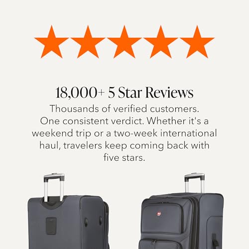 SWISSGEAR Sion Softside Expandable Spinner Luggage Durable Lightweight Travel Suitcase, Dark Grey, Checked-Large by SwissGear - Used condition - Image 9
