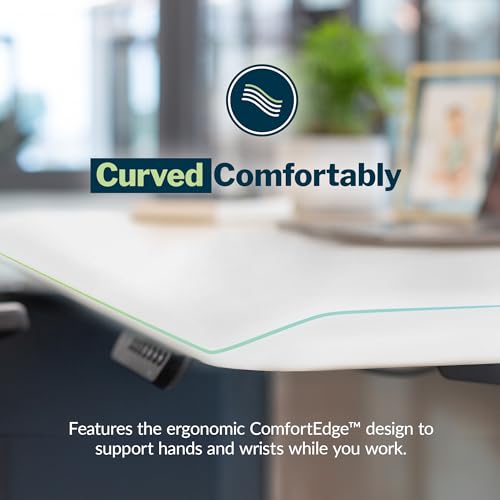 Image of Vari ComfortEdge 80x60 L-Shape Electric Standing Desk - Height Adjustable Sit-Stand VariDesk for Corner Office with Reversible Left /Right Design + White Laminate Top /Slate Legs (Ships in 3 Boxes)