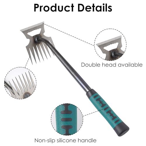 Garden Hand Weeder, Weed Puller Tool, Durable Manganese Steel with Non-Slip Handle, Multi-Purpose Hand Weeder Tool for Garden and Vegetable Gardens (5 Tines)