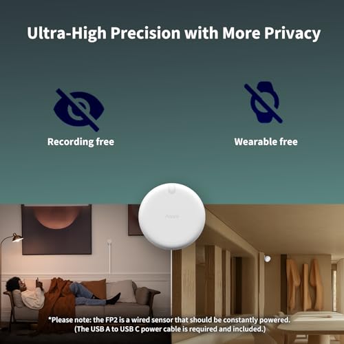 Image of Aqara Presence Sensor FP2 Bracket Set, mmWave Radar Wired Motion Sensor, Zone Positioning, Multi-Person & Fall Detection, High Precision, Supports HomeKit, Alexa and Home Assistant