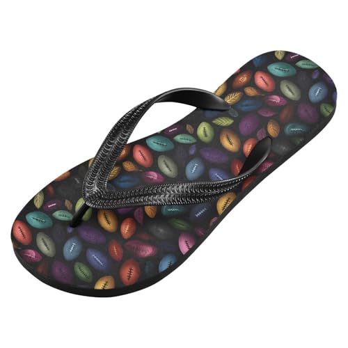 Flip Flop Sandals Colorful Football Print for Women Men Beach Outdoor XS2