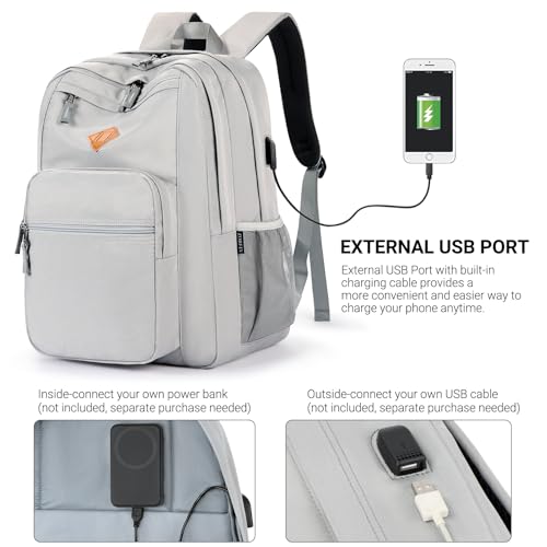 Image of ZORFIN 36L Backpack for College, and Travel: Water Resistant Bookbag with 8 Compartments - Grey