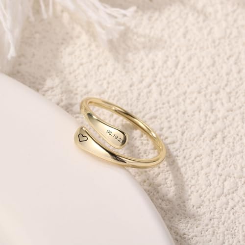 MeMeDIY Personalized Promise Rings 925 Sterling Silver Spiral Twist Name Ring Birthstones Ring Engraved Name for Women Wedding Band Engagement Ring Opening Adjustable Ring2