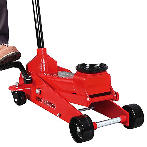 Image of Big RED TAM83012 Torin Pro Series Hydraulic Floor Jack with Single Quick Lift Piston Pump and Foot Pedal, 3.5 Ton (7,000 lb) Capacity, Red