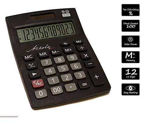 Nikola Works Bulk Premium Desktop Calculator Set Large 12 Digit Tilted Digital Lcd Screen Dual Powered Solar And Battery Operated Standard Function Quiet Keys Operation (6-Pack) - Wholesale Multipack #TOP1