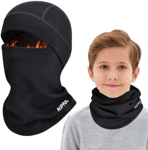 AOPREL Kinder Sturmhaube Winter Balaclava Modal-Wolle-Mix Skimaske | Multifunktional Winddicht Thermo Gesichtsmasken Schlupfmütze Sturmmaske Mütze mit Halswärmer für Jungen & Mädch
