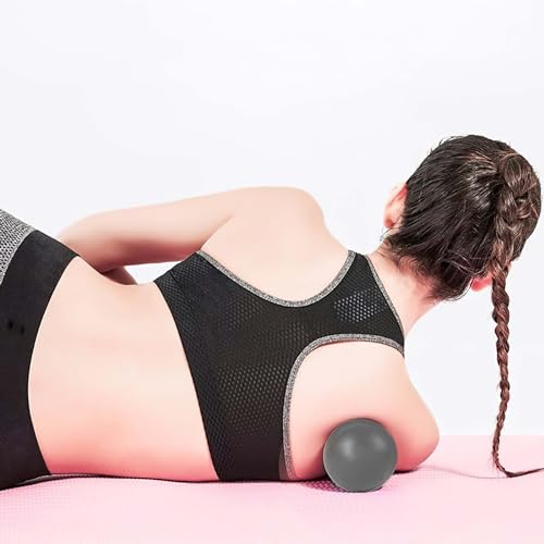 Image of WOVTE Massage Lacrosse Ball for Sore Muscles, Shoulders, Neck, Back, Foot, Body, Deep Tissue, Trigger Point, Muscle Knots, Yoga and Myofascial Release (Grey)
