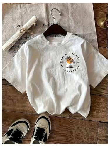 Image of RoseSeek Women's Graphic Letter Tee Crew Neck Trendy Summer Vintage T Shirt