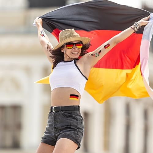 2 Deutsche Brillen, 1 Deutscher Flaggenaufkleber, Deutschlandflaggen-Sonnenbrille, Fanzubehör, Fußball-Partydekorationen, Accessoires Zum Thema Europapokal