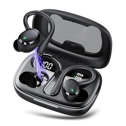 Ear buds Wireless Earbuds, Bluetooth 5.3 Headphones 2026 Wireless Headphones with Earhook, Deep Bass, Dual LED Display, 4 ENC Noise Cancelling Mic, 72Hrs Playtime, Bluetooth Earphones, IPX7 Waterproof