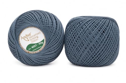 Image of Anchor Mercerised Premium Knitting Crochet Cotton Thread Yarn Balls for Knitting, Weaving, Embroidery and Craft Making Fast Color (Pack of 2 Rolls) (Shade 920)