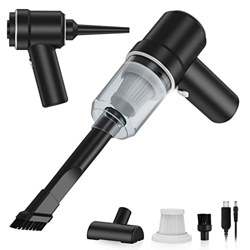 SHLNLI Cordless Handheld Vacuum, Car Vacuum Cleaner, Mini Hand Held Vacuuming Portable Rechargeable 2 in 1 Sucking Blowing for Home Office and Car, Black