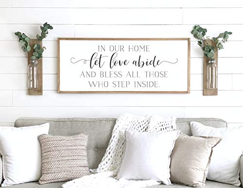Tamengi Let Our Home Be Filled With Love Sign | Farmhouse Wall Decor | 15x50cm (6x20 Inches) Iron Sign
