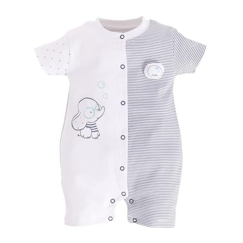 Image of BABY GO Baby Boys & Baby Girls Cotton Romper | Half Sleeve Polo Collar Jumpsuit | Newborn Infant Summer Outfit with Button Closure | Soft Breathable Playsuit | Stylish Print One Piece Dress