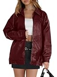 WIHOLL Red Leather Jacket Women Faux Plus Size Motorcycle Bomber Coats 2025 Fall Fashion Outfits Winter Clothes 2XL