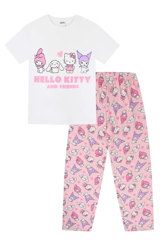Hello Kitty Womens and Friends Ladies Long Pyjama Set (14-16) White