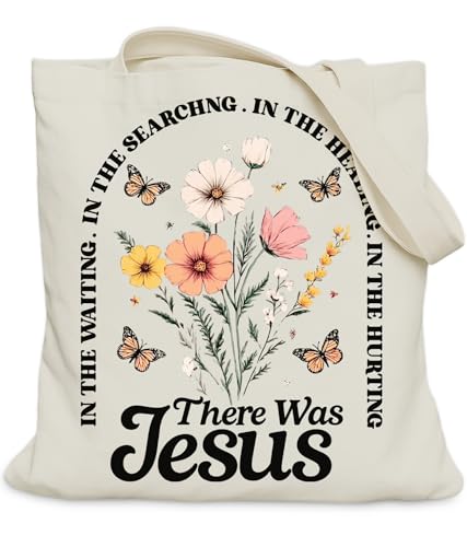 Image of Aesthetic Christian Gifts Tote Bag for Church, Religious Tote Bag for Bible Study, Medium Size with Inner Pocket