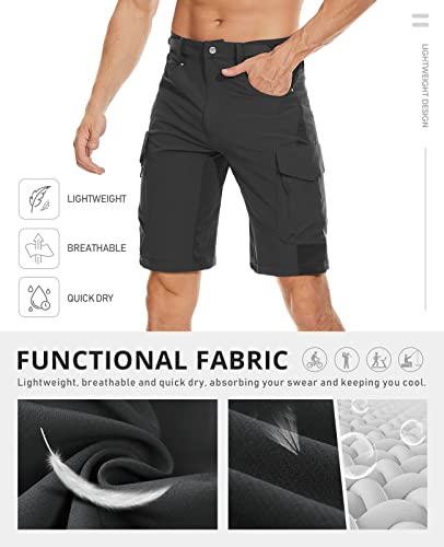 Cycorld Mens-Mountain-Bike-Shorts, Loose Fit With Zippered Pockets, Mtb, Cycling,Hiking,Cargo,Outdoor Lightweight Shorts(Black, X-Large) #TOP4