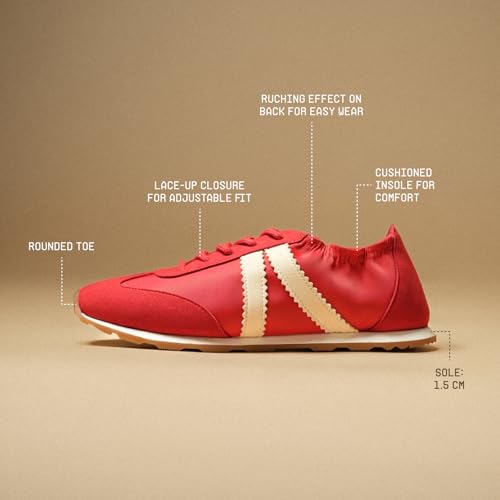 Image of Theater Fuji Casual Sneakers in Suede for Women | Stylish Flat Lace-Up Shoes | Lightweight Comfortable Footwear with Cushioned Insole