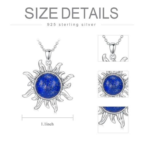 Collier en lapis-lazuli avec pendentif soleil argent S925 mixte - 5