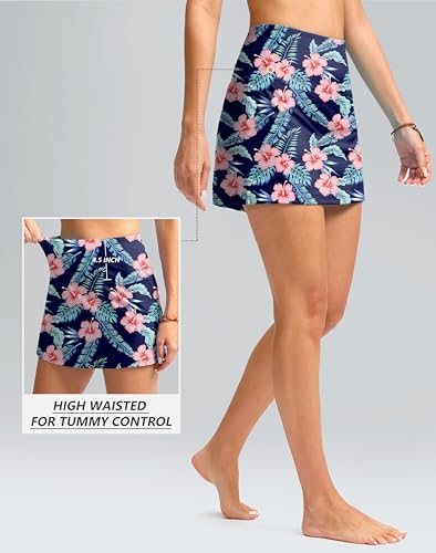 Image of SANTINY Women's High Waisted Swim Skirt with Pocket Tummy Control Tankini Swimsuit Bathing Suit Bottoms for Women
