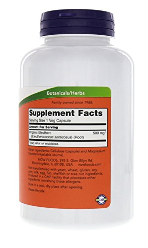 Now Foods Eleuthero, 250 Capsules / 500 Mg #TOP2