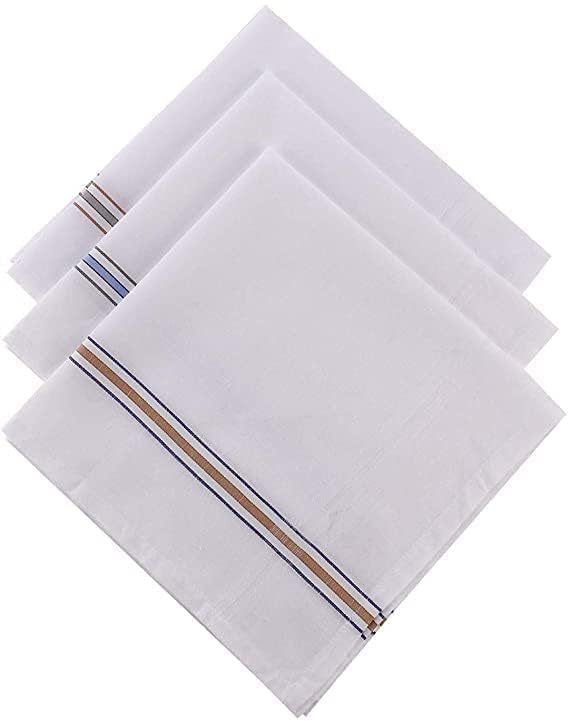 (PACK OF 3) Men's/Gents White Handkerchief, Rumal, Hanky, Hankies, 100% Cotton Premium Collection Handkerchiefs, Soft Cotton Hand Kerchiefs, Handkerchiefs For Men-picture-15