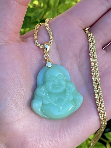 Smiling Laughing Buddha Green Jade Pendant Cute Necklace Rope Chain Genuine Certified Grade A Jadeite Jade Hand Crafted, Jade Neckalce, 14k Gold Filled Buddha necklace, Jade Medallion2
