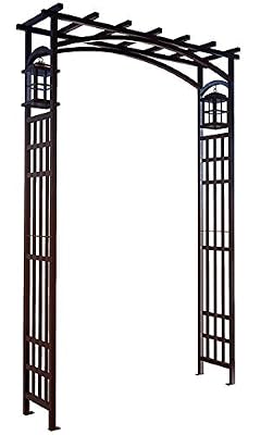 Panacea 84303 Mission Garden Arbor with Lanterns, Black, 79.5" H
