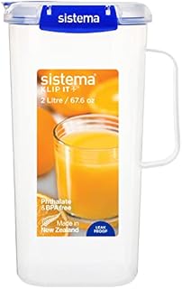 Sistema KLIP IT PLUS Cracker Food Storage Container | 1.8 L Biscuit Tin | Stackable & Airtight Fridge/Freezer Container with Lid | BPA-Free | Recyclable with TerraCycle® | Blue Clips | 1 Count