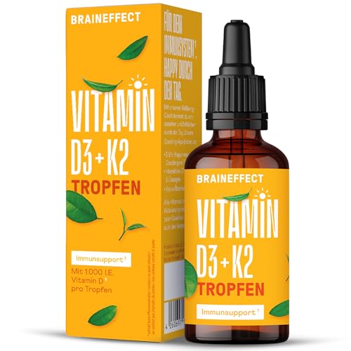 BRAINEFFECT Vitamin D3 K2 Tropfen – Hochdosiert, 500% Tagesbedarf – Ansicht 1