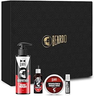 Beardo Ultimate Beard Care Combo with Gift Box (Godfather Wash,Godfather Oil,Beard & Mustache Wax,Mustache Growth Roll on)