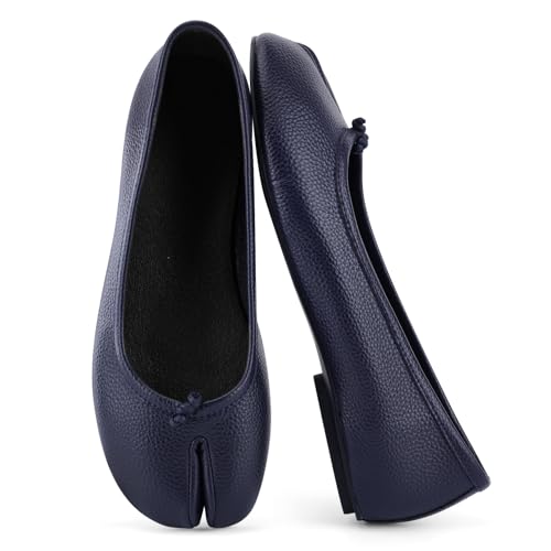 Image of VBDB Tabi Ballet Flats Shoes for Women Rounde Toe Wide Width Split Toe Low Heel Comfortable Flats Shoes