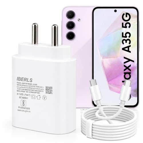 Image of 25W Pd 3A Type-C Super Fast Charging Adapter with 1M Type C Cable for Galaxy A35 /A57 /A37 /A07 /A36 /A56 /A17 /A26 /A06 /A55 / A16 /A15 /Tablet /Galaxy Watch- Charge Your Device with 25 Watt USB C Fast Charger