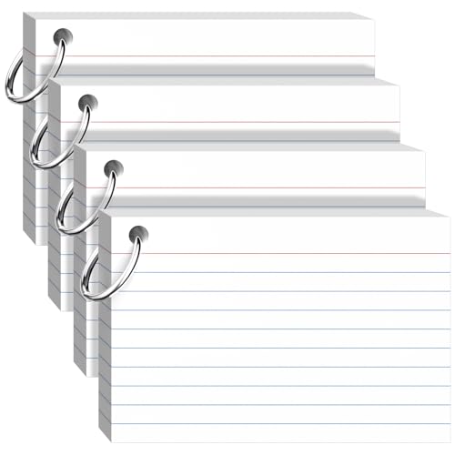 Tarjetas de índice con anillo de 4x6 pulgadas para estudiar y organizar apuntes con 160 hojas