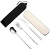 VANRA 3-Piece Portable Travel Utensils Set with Case 18/8 Stainless Steel Flatware Set Reusable Cutlery Set with Fork Spoon Knife for Lunch Travel Camping School Work Picnic Silver
