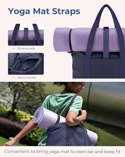 Image of BAGSMART Crush Tote Bag for Women, 20L Puffer Work Tote with Zipper, Travel Essentials Quilted Nurse Hospital Bag