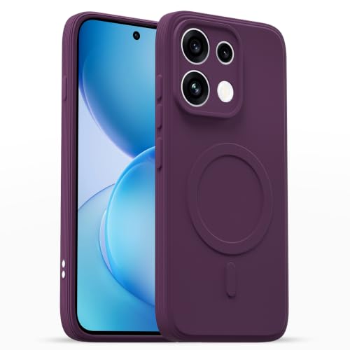 Image of Outlouders Back Cover for Oppo Reno 16c 5G | Soft Matte Silicone | Slim Fit | Magnetic-Safe Logo Design (Magnetic-Safe Not Compatible) | Shockproof | Camera Protection Bumper Case (Purple)