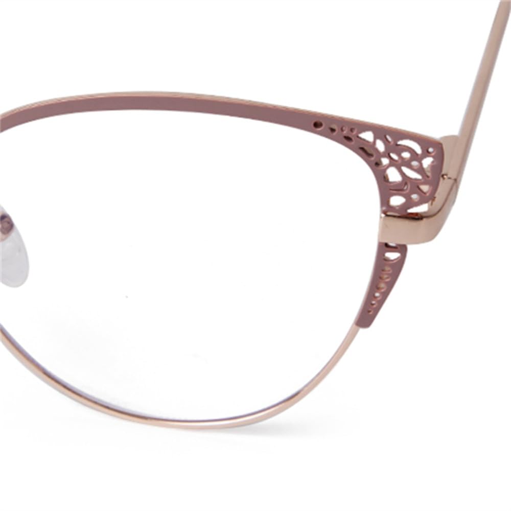 Occhiali con lenti trasparenti con montatura scavata da donna, occhiali in metallo, occhiali da vista da donna