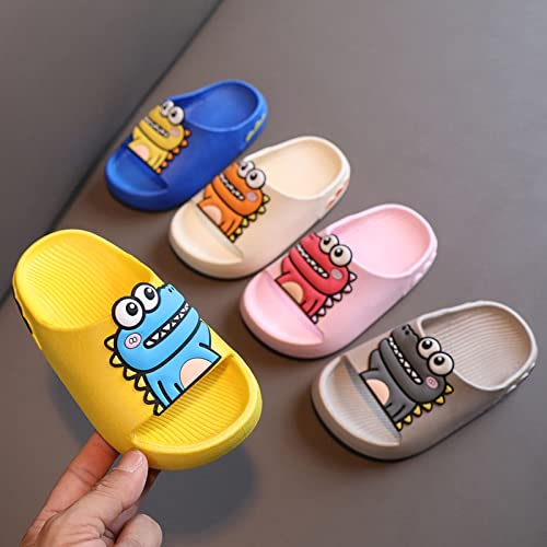 Toddler Boys Girls 𝐂artoon Dinosaur Slides Non-Slip Open Toe Shower Sandals Comfy Soft Fuzzy Slippers Kids Size 134